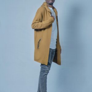 men’s mustard yellow longline jacket | stylish streetwear winter coat for modern men